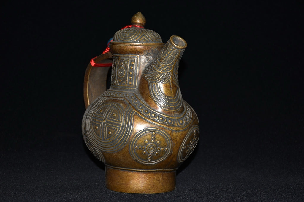 Pure copper imitation purple copper handmade woven wine pot ornaments