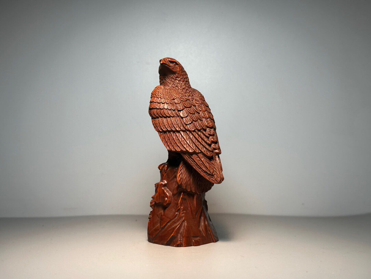 Chinese antique boxwood eagle carving