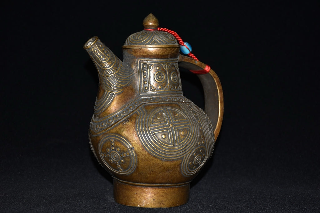 Pure copper imitation purple copper handmade woven wine pot ornaments
