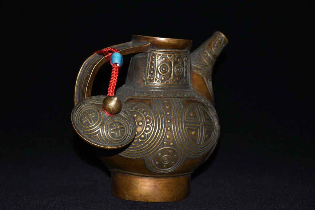 Pure copper imitation purple copper handmade woven wine pot ornaments