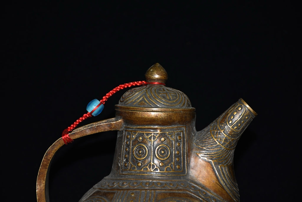 Pure copper imitation purple copper handmade woven wine pot ornaments