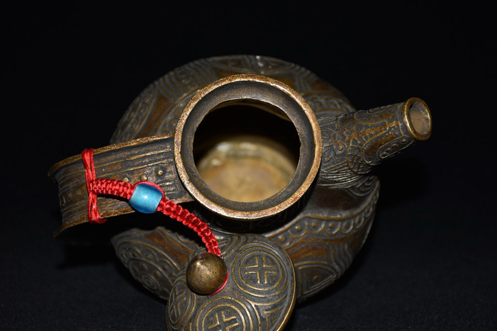 Pure copper imitation purple copper handmade woven wine pot ornaments