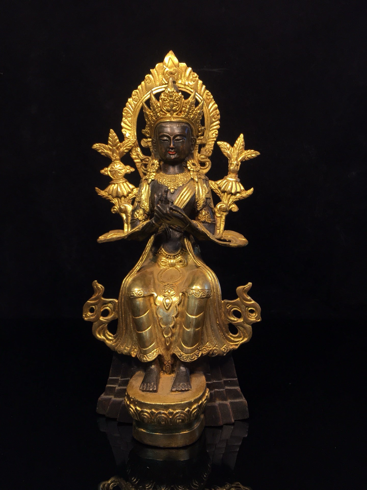 Chinese antique pure copper statue of Maitreya Bodhisattva