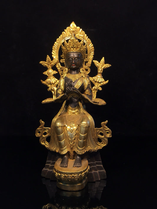 Chinese antique pure copper statue of Maitreya Bodhisattva