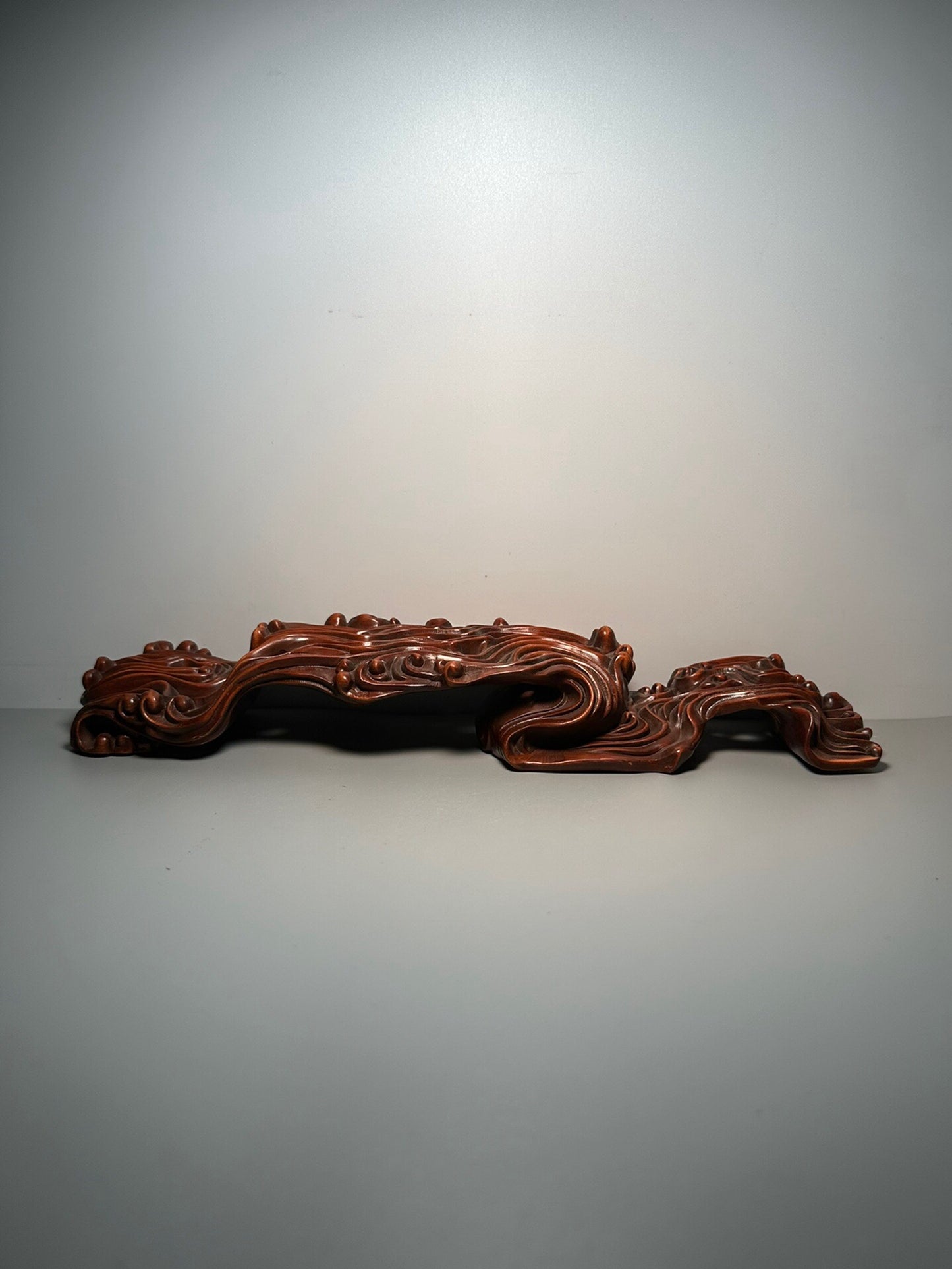 Chinese antique boxwood carving on cloud ink bed