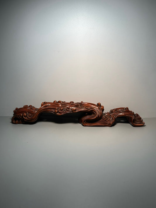 Chinese antique boxwood carving on cloud ink bed