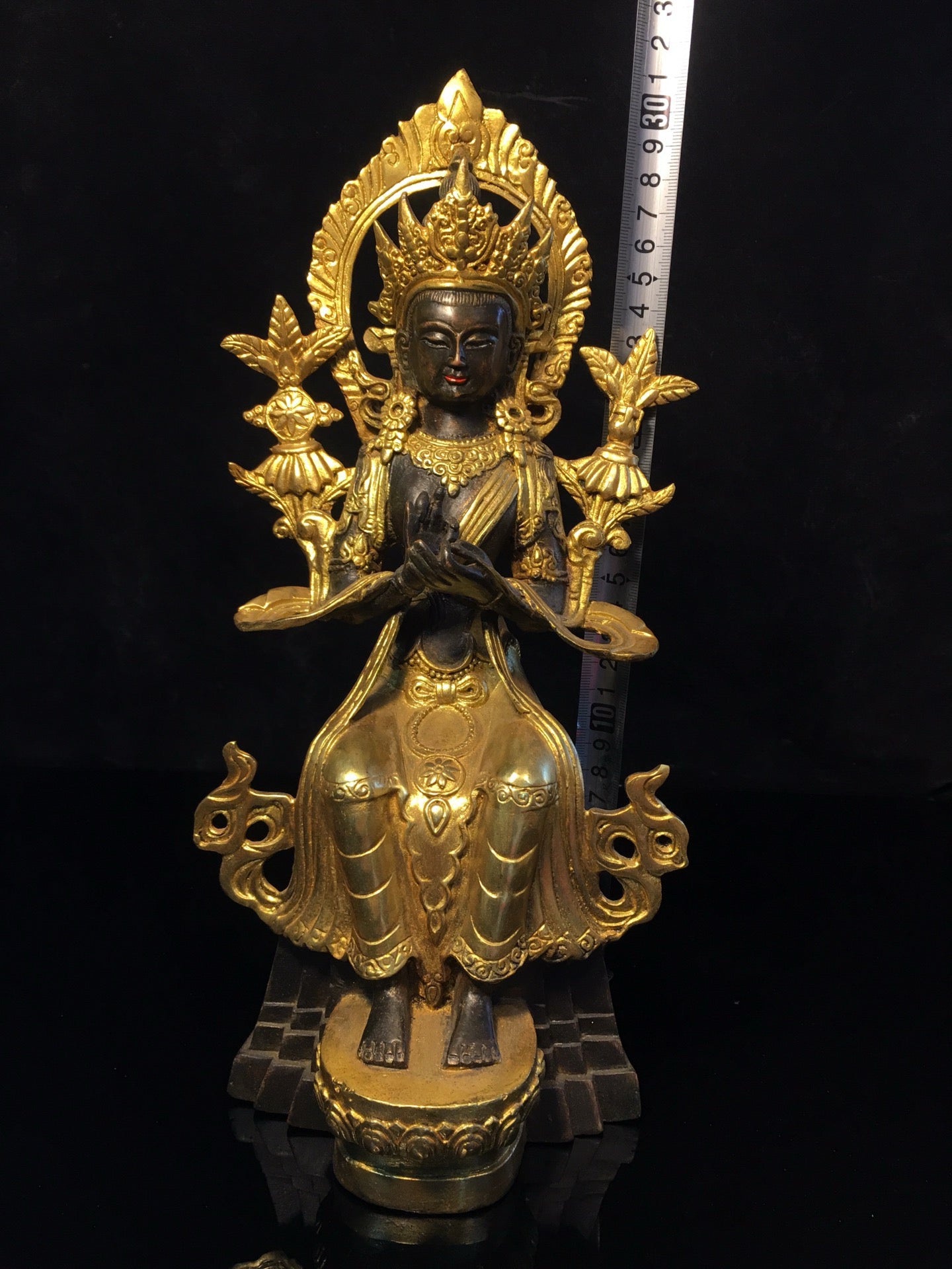 Chinese antique pure copper statue of Maitreya Bodhisattva