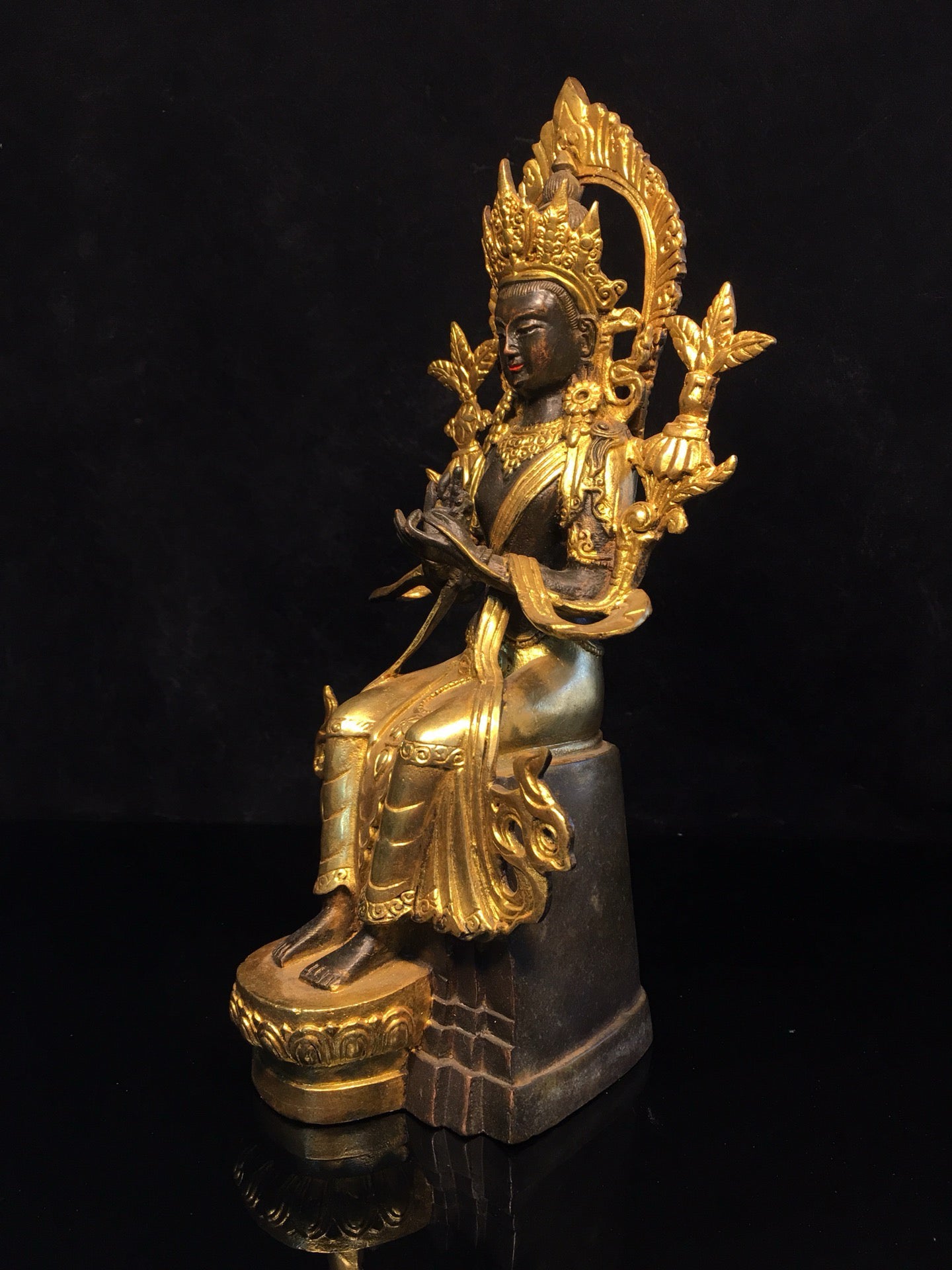 Chinese antique pure copper statue of Maitreya Bodhisattva