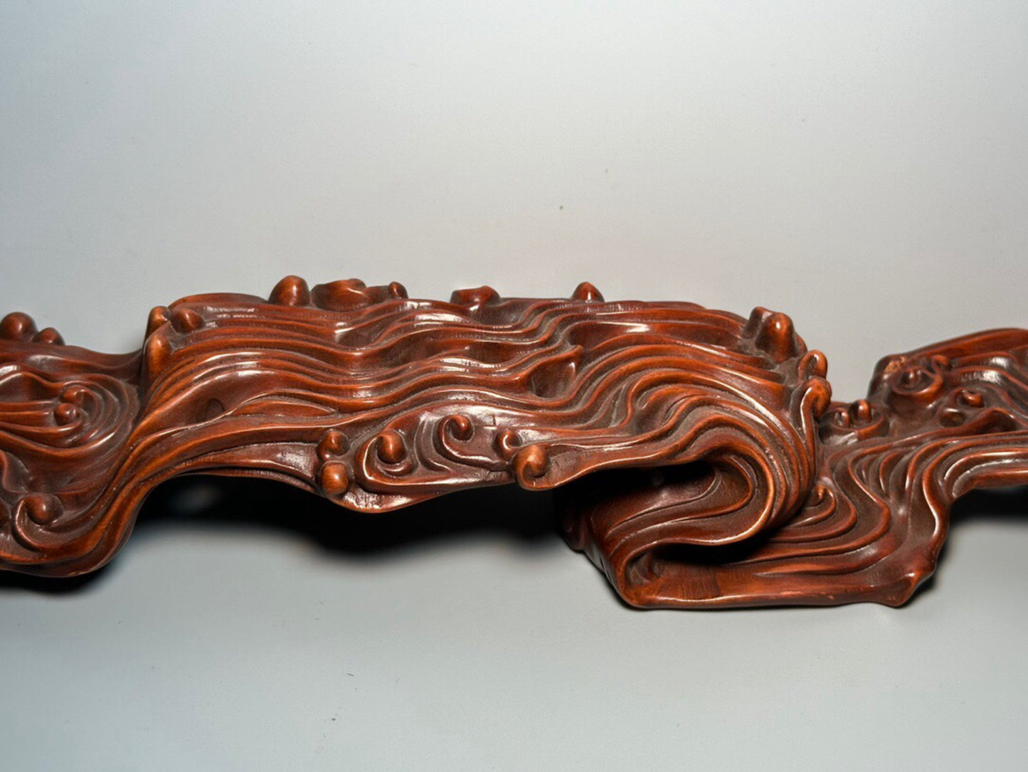 Chinese antique boxwood carving on cloud ink bed