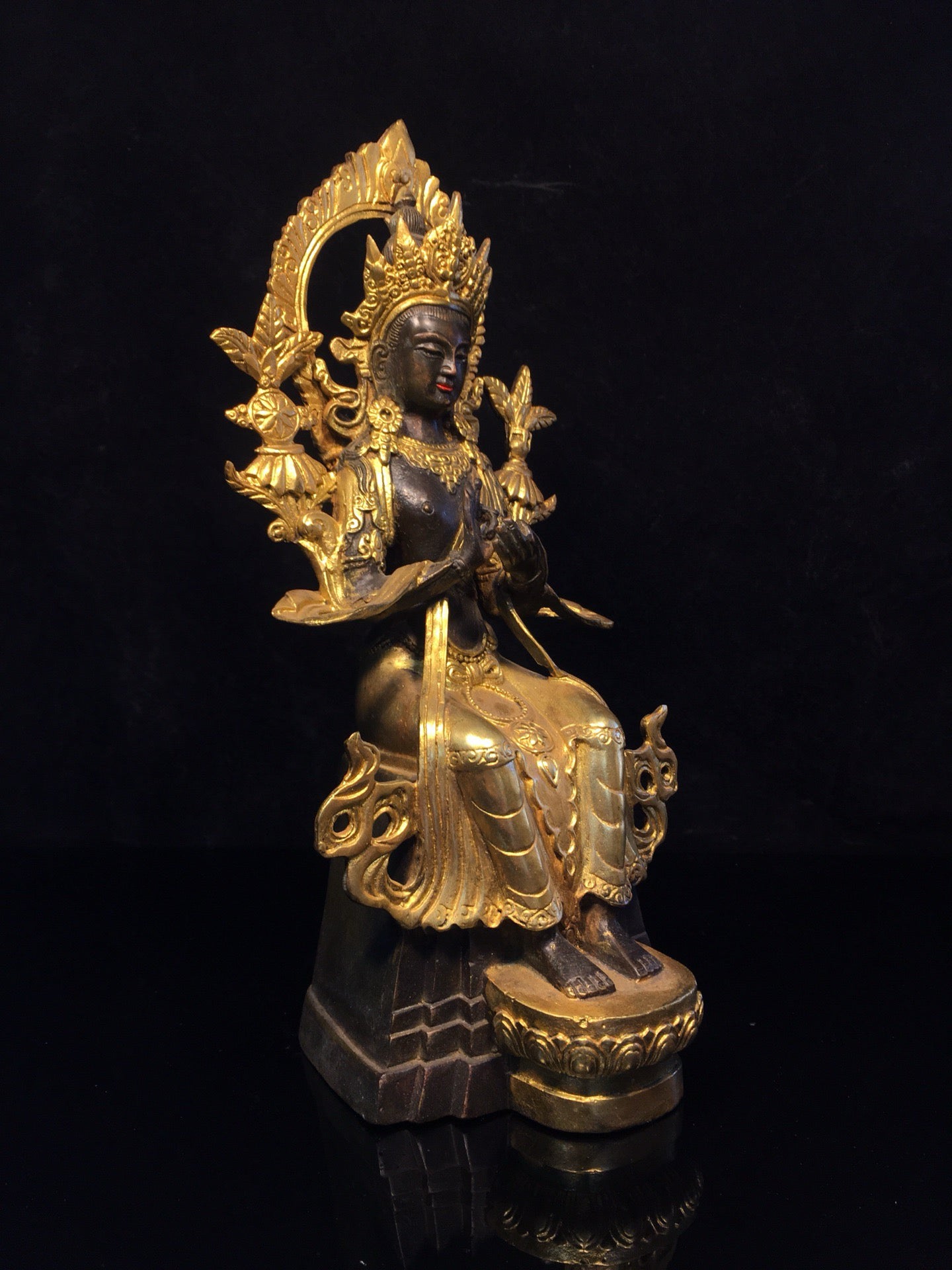 Chinese antique pure copper statue of Maitreya Bodhisattva