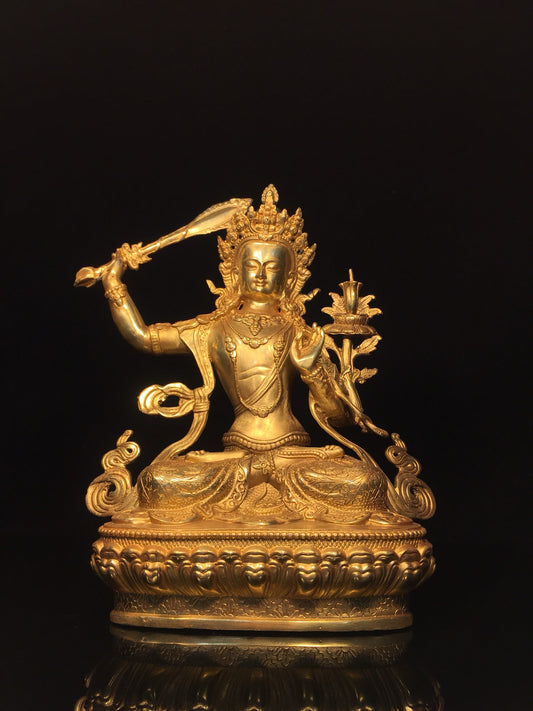 Chinese antique pure copper statue of Manjushri Bodhisattva