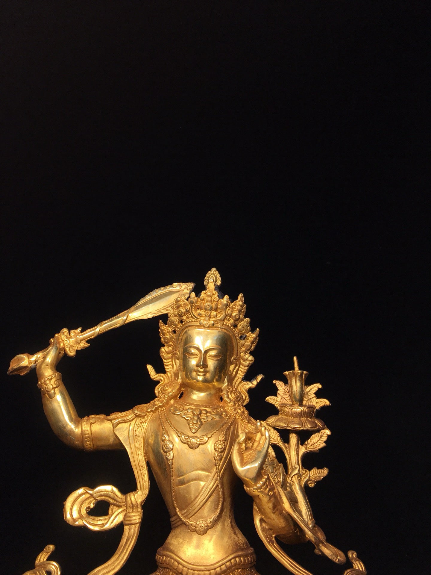 Chinese antique pure copper statue of Manjushri Bodhisattva