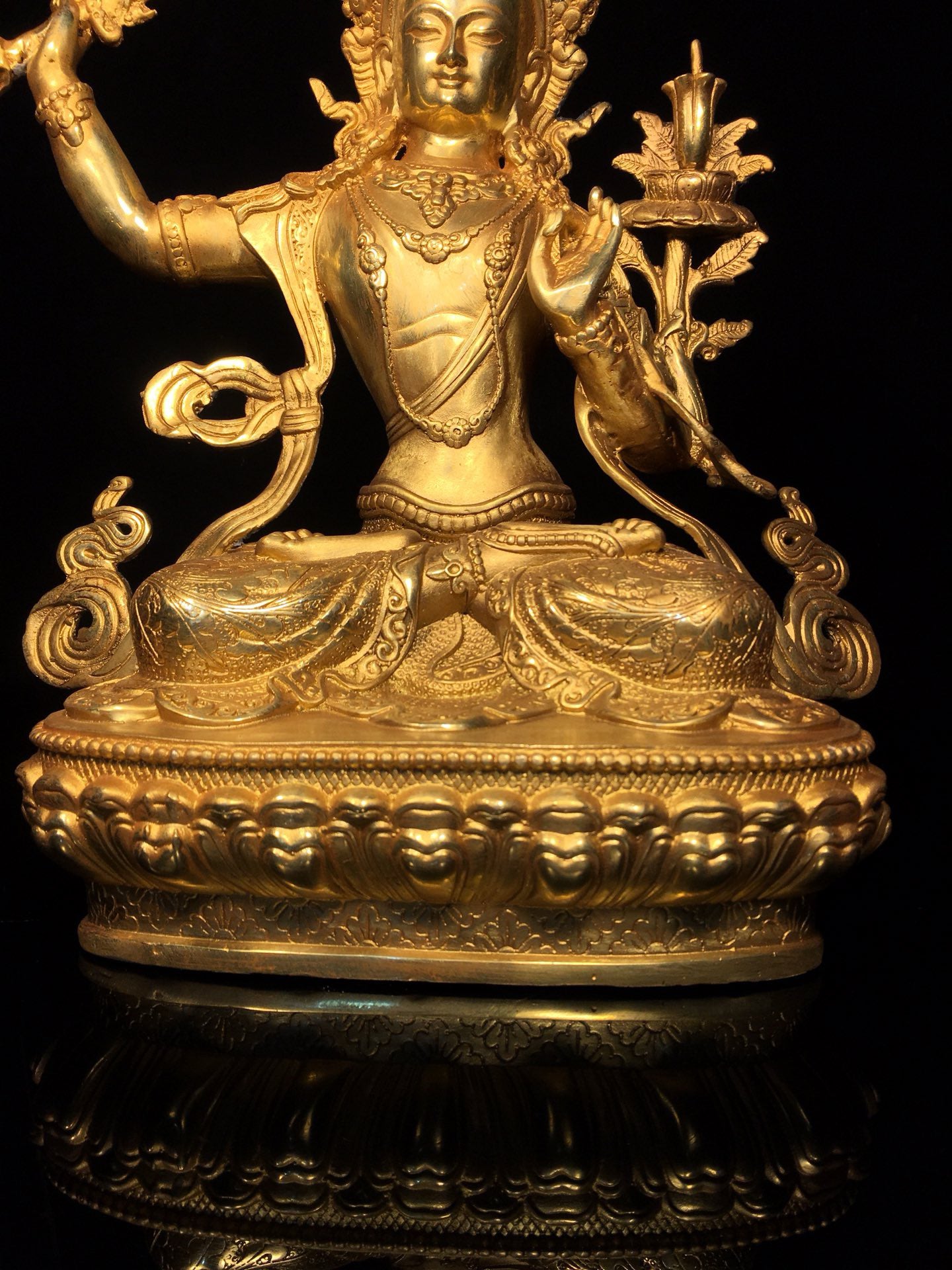 Chinese antique pure copper statue of Manjushri Bodhisattva