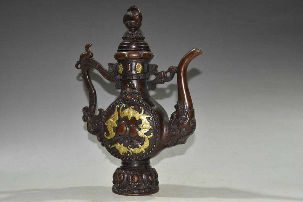 Pure copper imitation purple copper longevity wine pot ornament