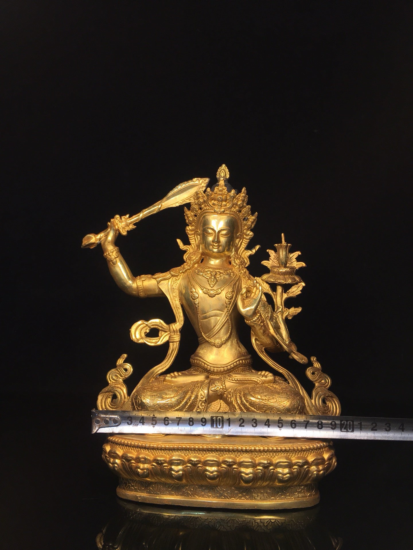 Chinese antique pure copper statue of Manjushri Bodhisattva