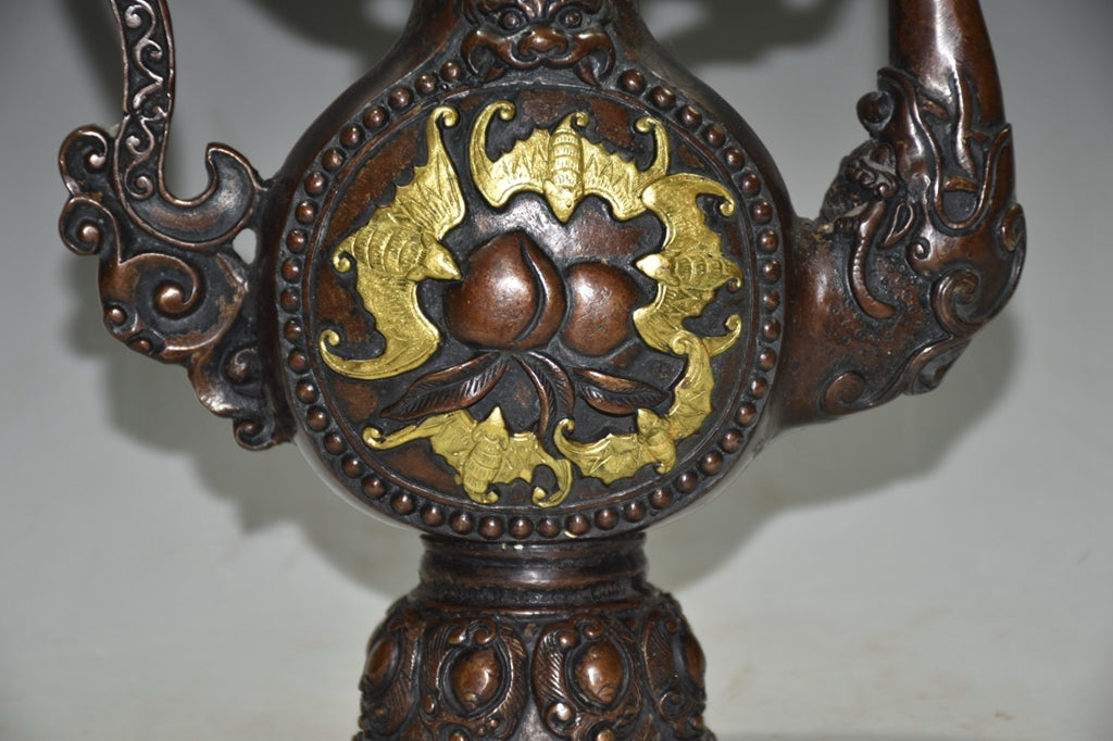 Pure copper imitation purple copper longevity wine pot ornament