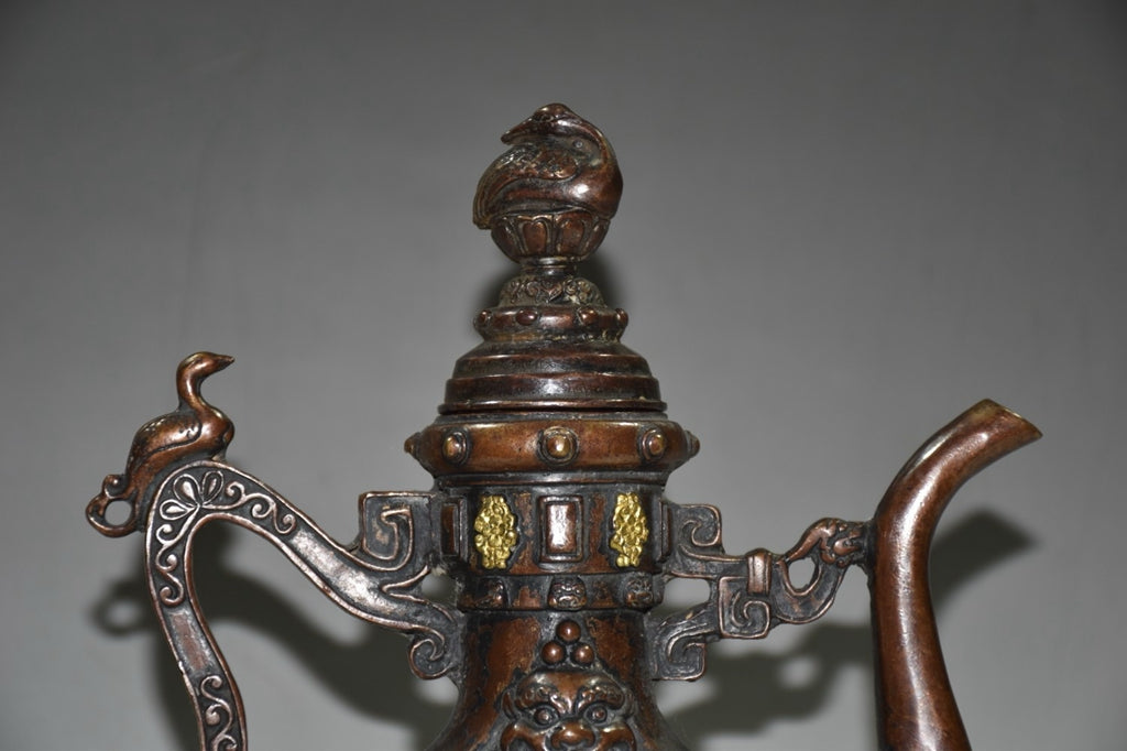 Pure copper imitation purple copper longevity wine pot ornament