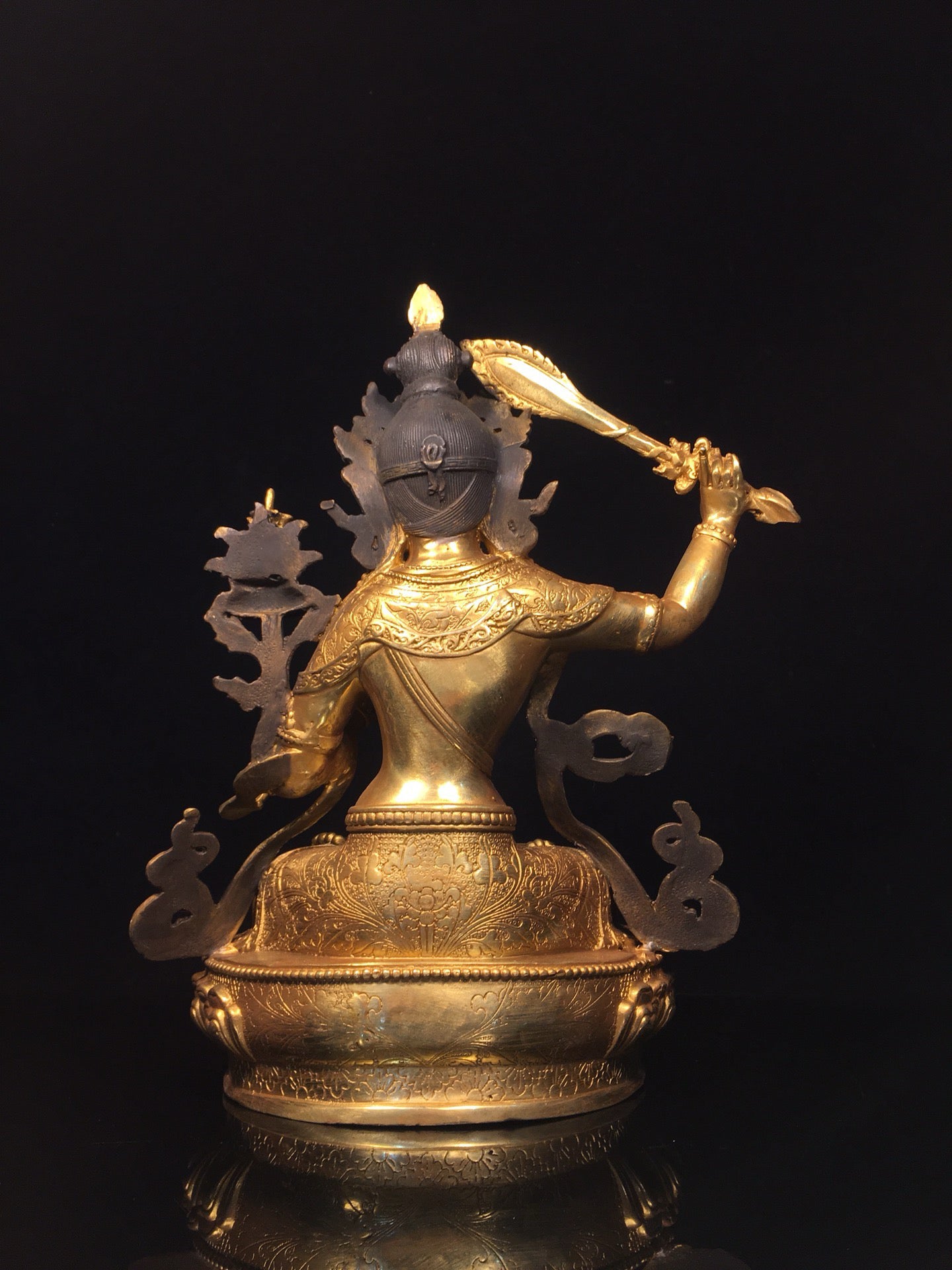 Chinese antique pure copper statue of Manjushri Bodhisattva