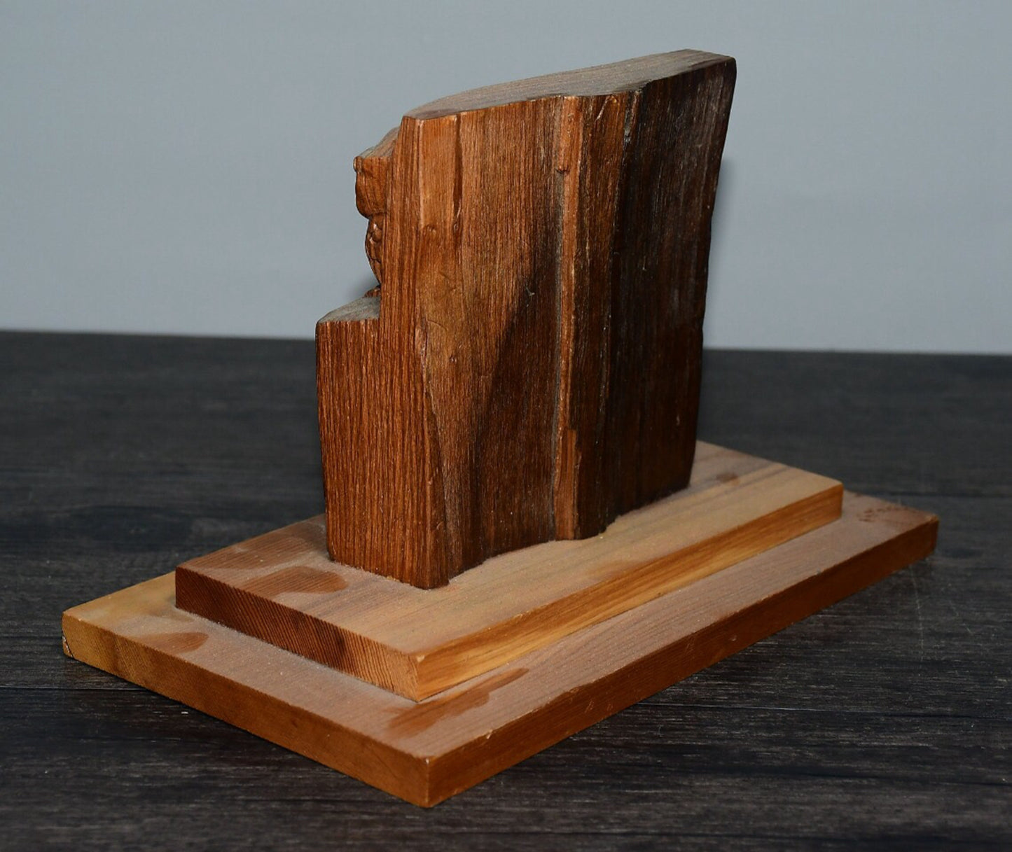 Chinese antique boxwood carved owl ornament