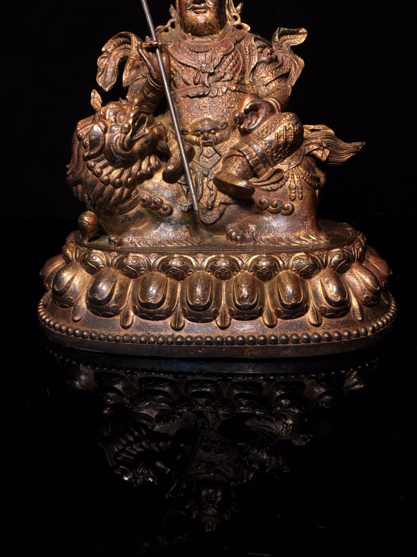 Chinese Antique Pure Copper Treasure Heavenly King Buddha Statue