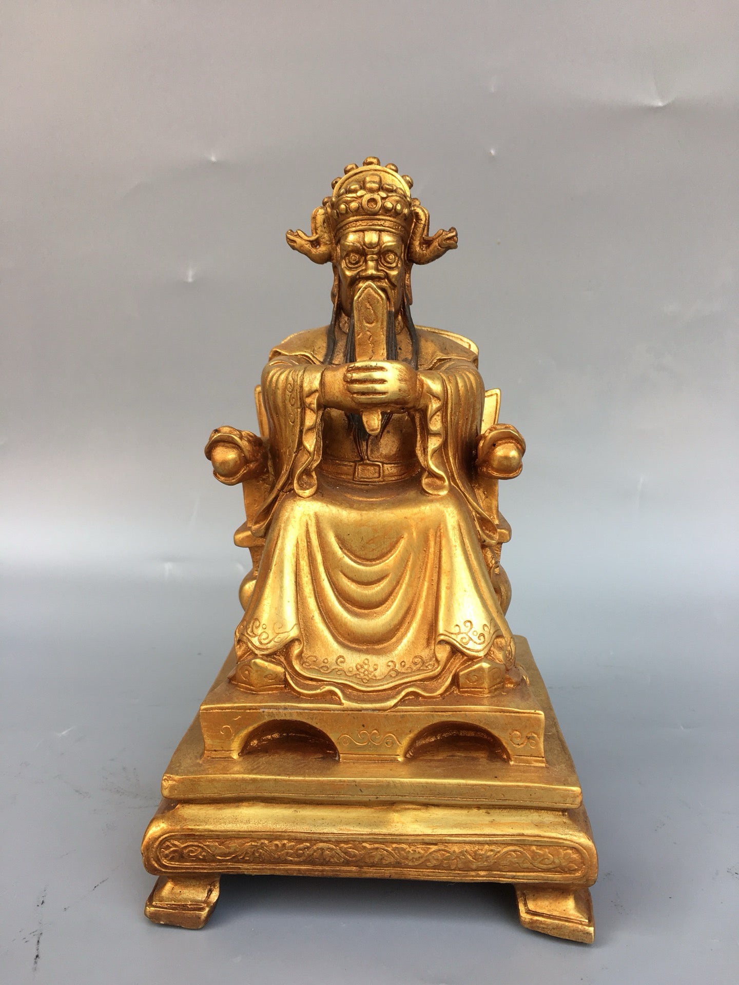 Chinese antique pure copper dragon king Buddha statue