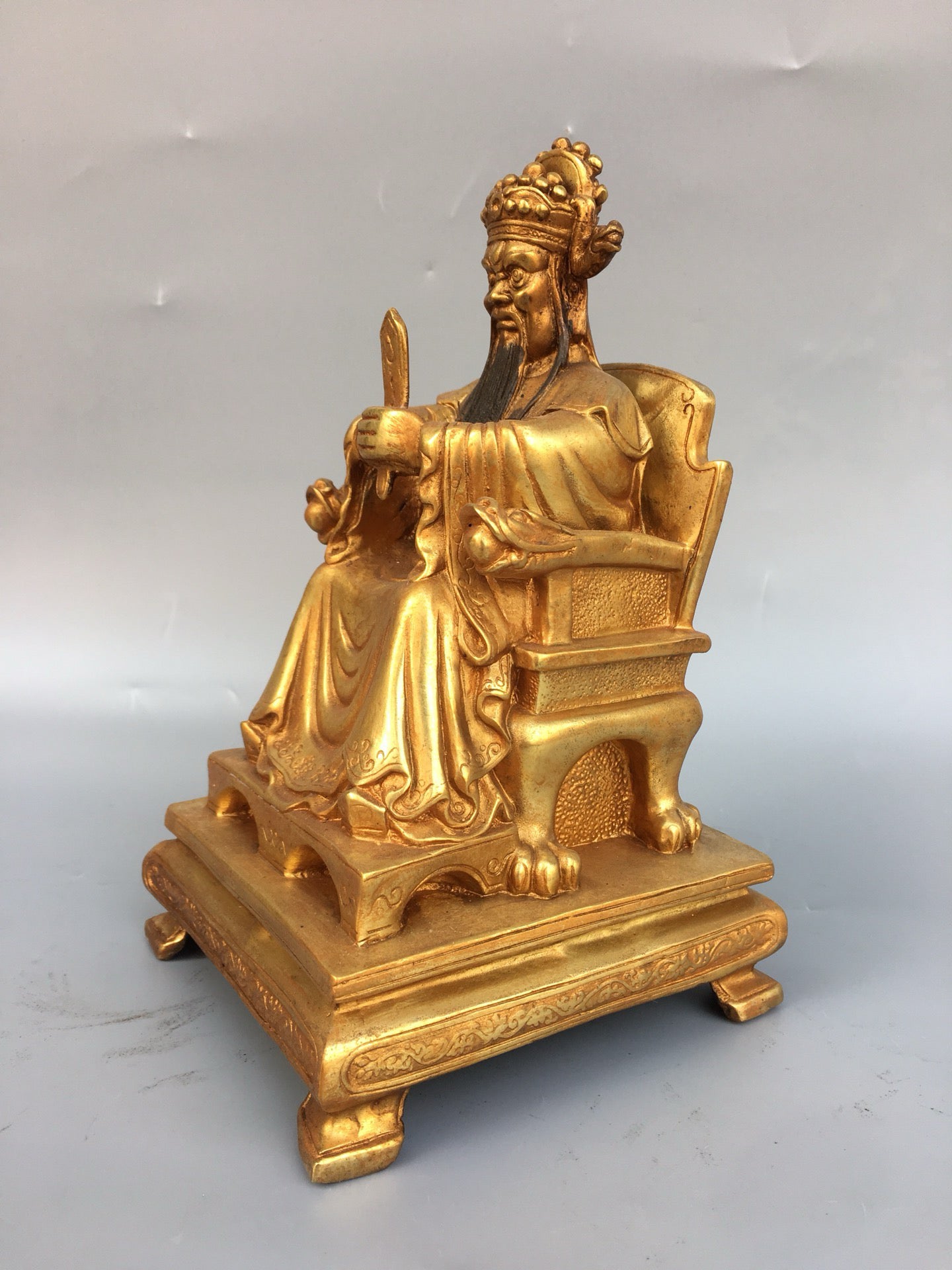 Chinese antique pure copper dragon king Buddha statue