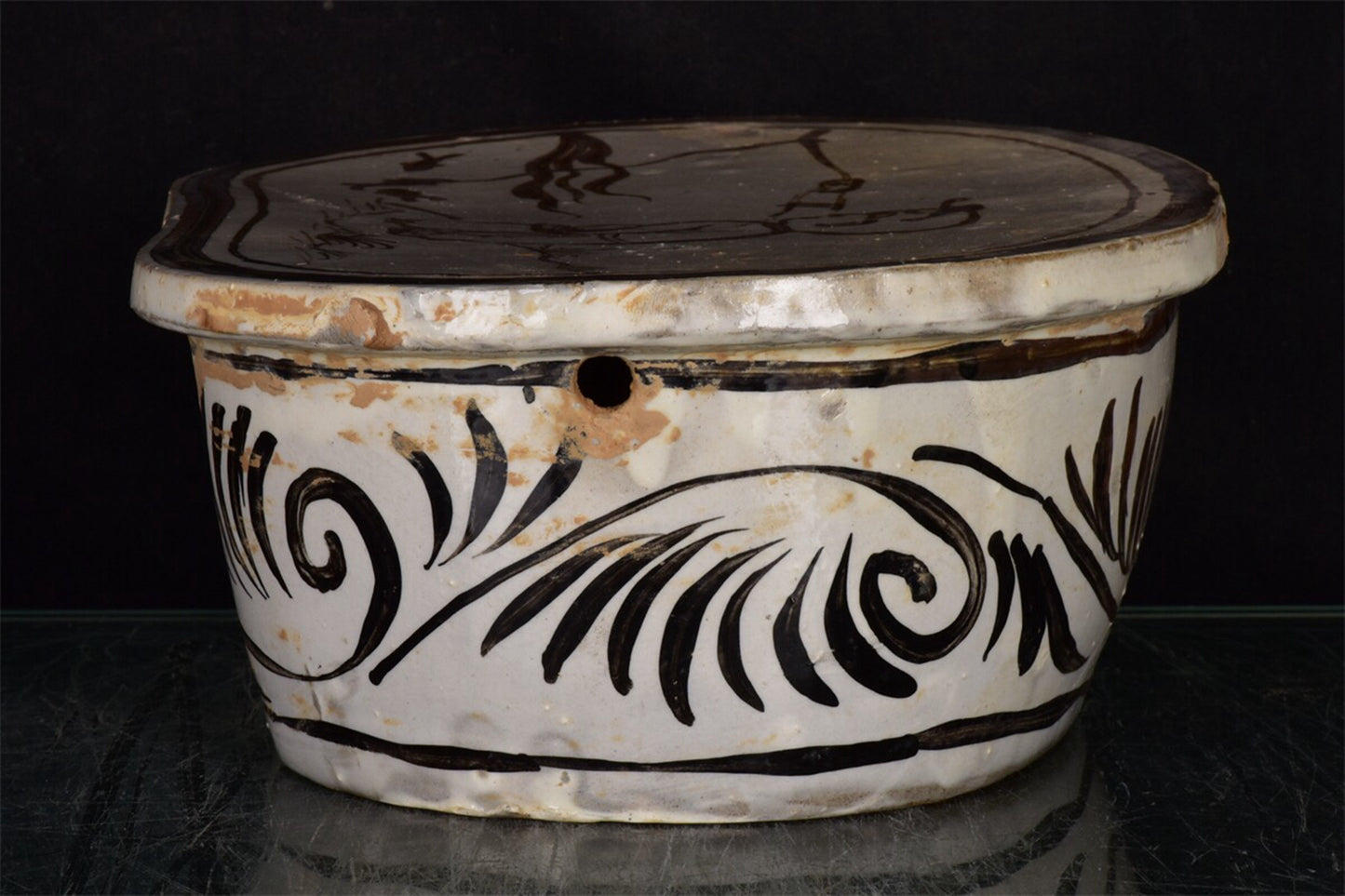 Chinese antique boy patterned porcelain pillow