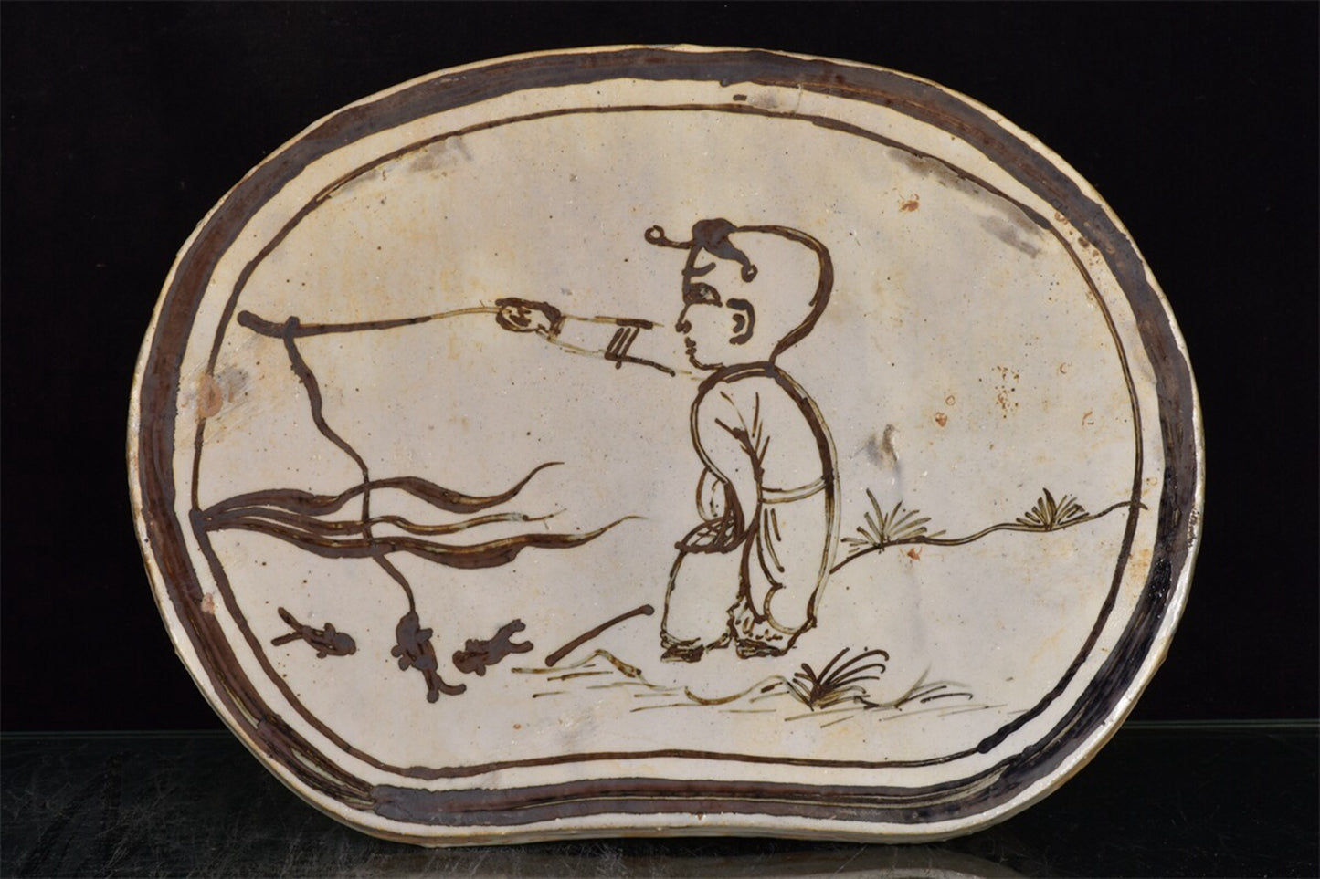 Chinese antique boy patterned porcelain pillow