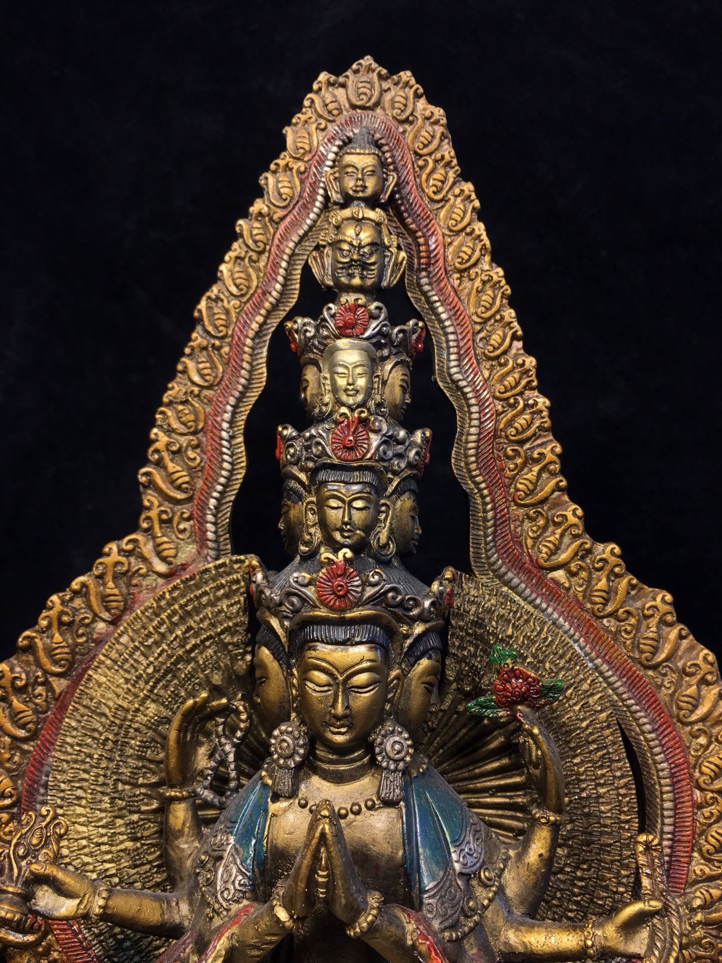 Chinese antique pure copper statue of Thousand Handed Guanyin Bodhisattva