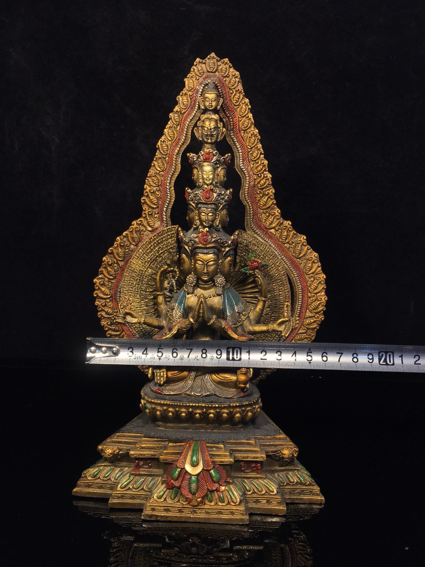 Chinese antique pure copper statue of Thousand Handed Guanyin Bodhisattva