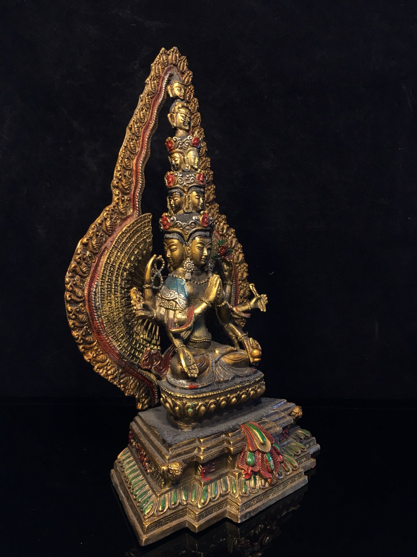Chinese antique pure copper statue of Thousand Handed Guanyin Bodhisattva