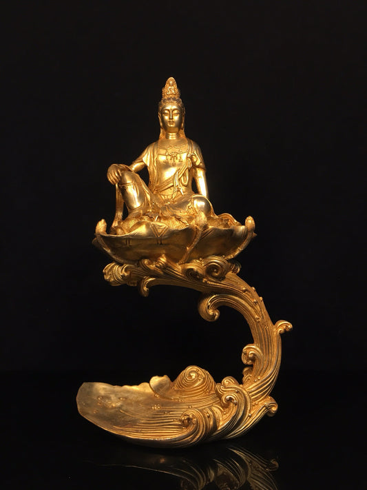 Chinese antique pure copper statue of Avalokitesvara Bodhisattva