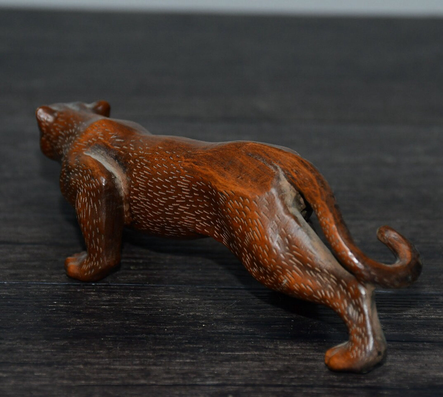 Chinese antique boxwood leopard ornament