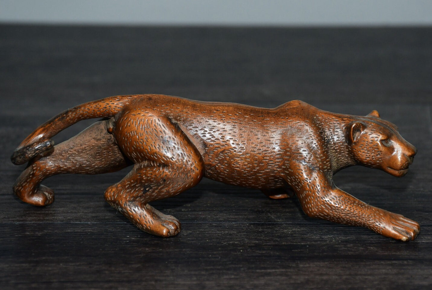 Chinese antique boxwood leopard ornament