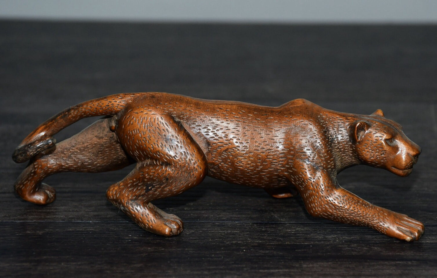 Chinese antique boxwood leopard ornament