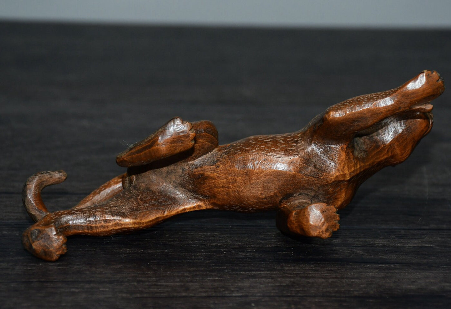 Chinese antique boxwood leopard ornament