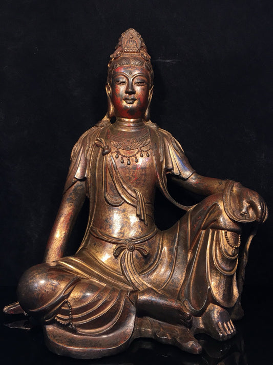 Chinese antique pure copper statue of Avalokitesvara Bodhisattva
