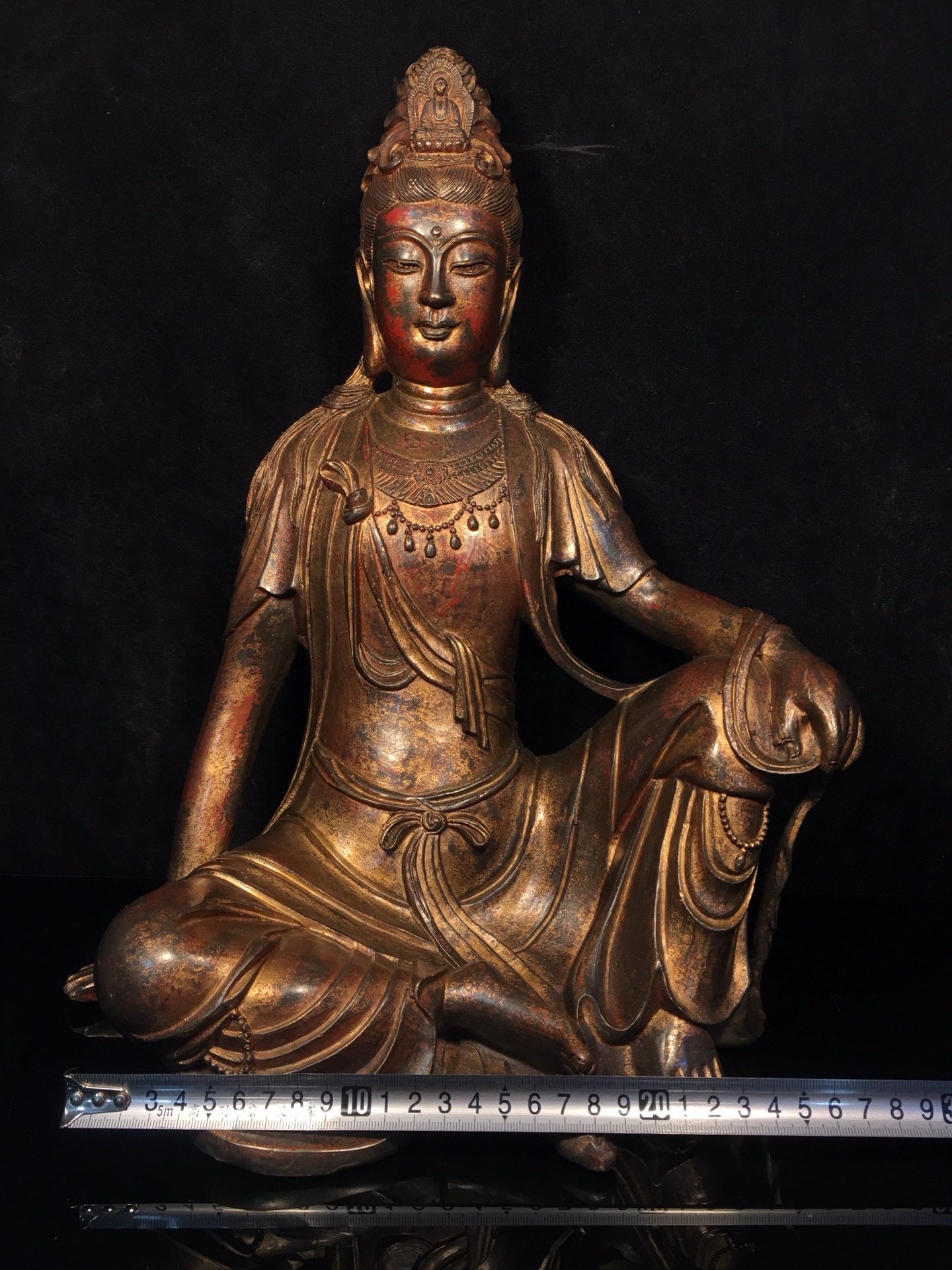 Chinese antique pure copper statue of Avalokitesvara Bodhisattva