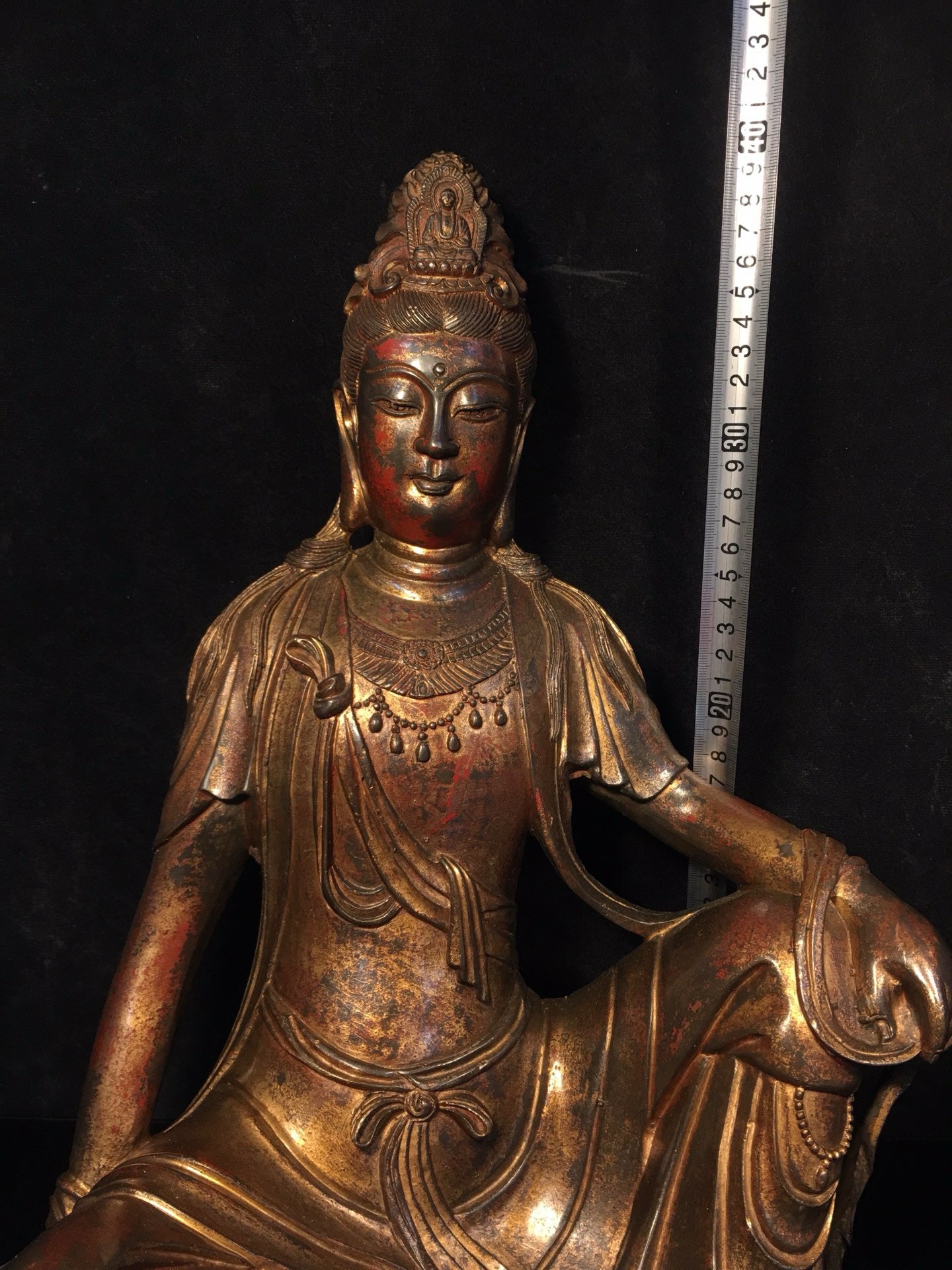 Chinese antique pure copper statue of Avalokitesvara Bodhisattva