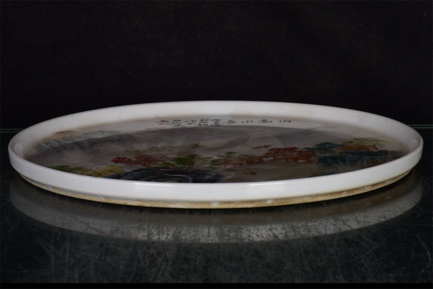 Chinese antique mountain high water long patterned tea tray