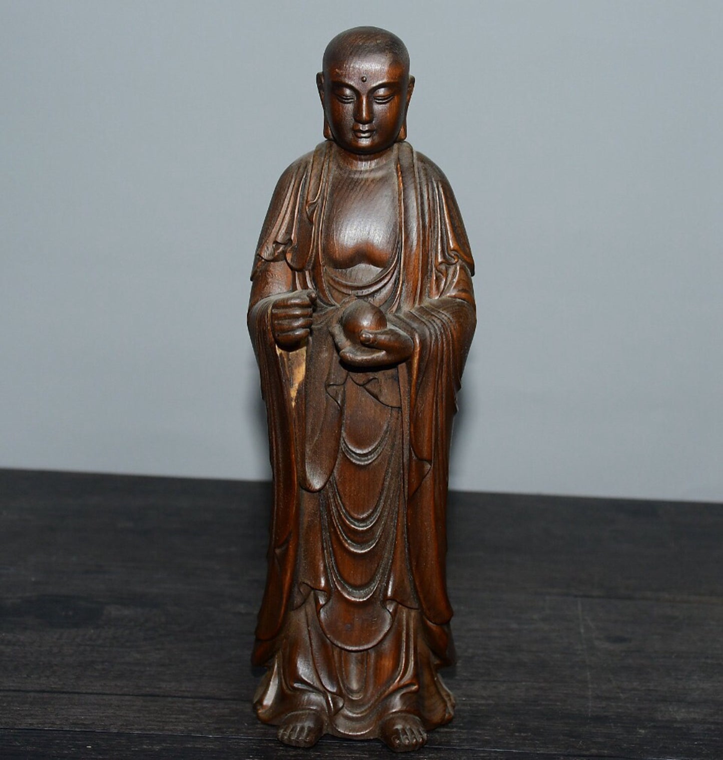 Chinese antique boxwood ground storage Bodhisattva ornaments