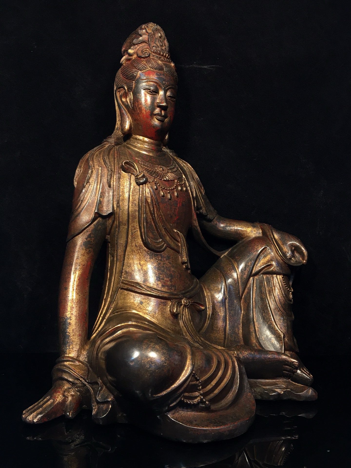 Chinese antique pure copper statue of Avalokitesvara Bodhisattva