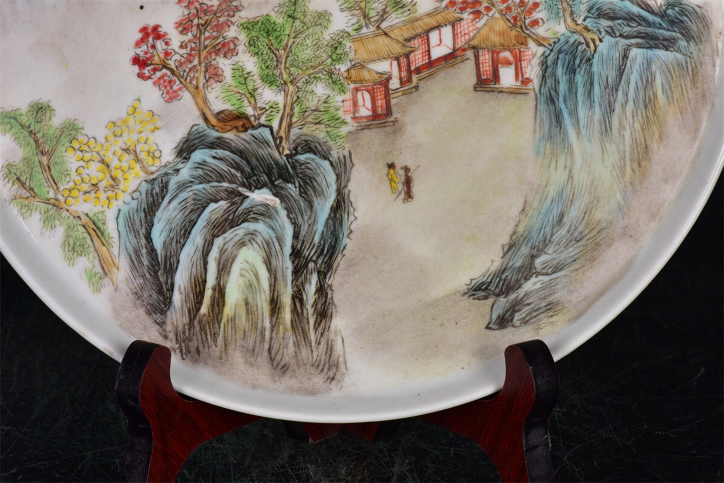 Chinese antique mountain high water long patterned tea tray