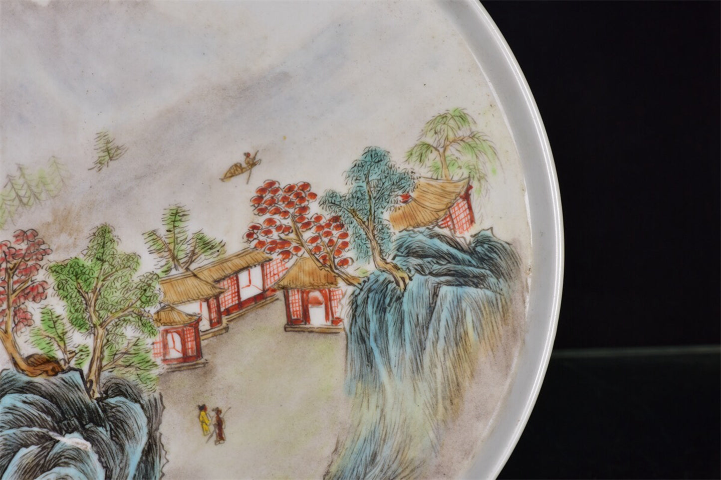 Chinese antique mountain high water long patterned tea tray
