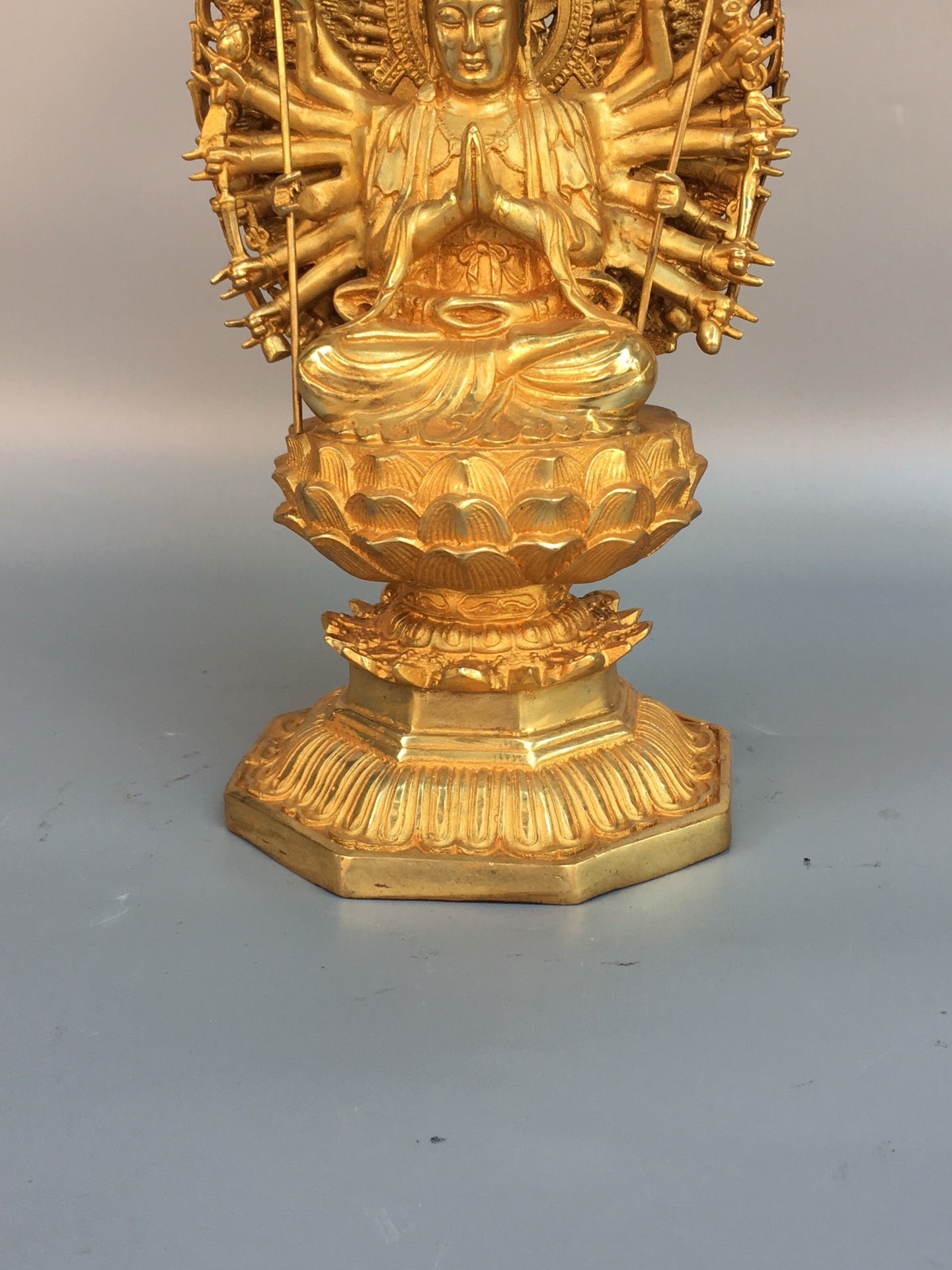 Chinese antique pure copper statue of Thousand Handed Guanyin Bodhisattva