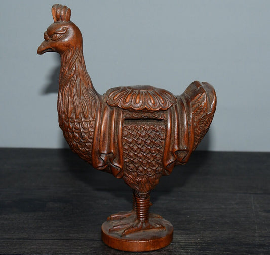 Chinese antique boxwood chicken ornament