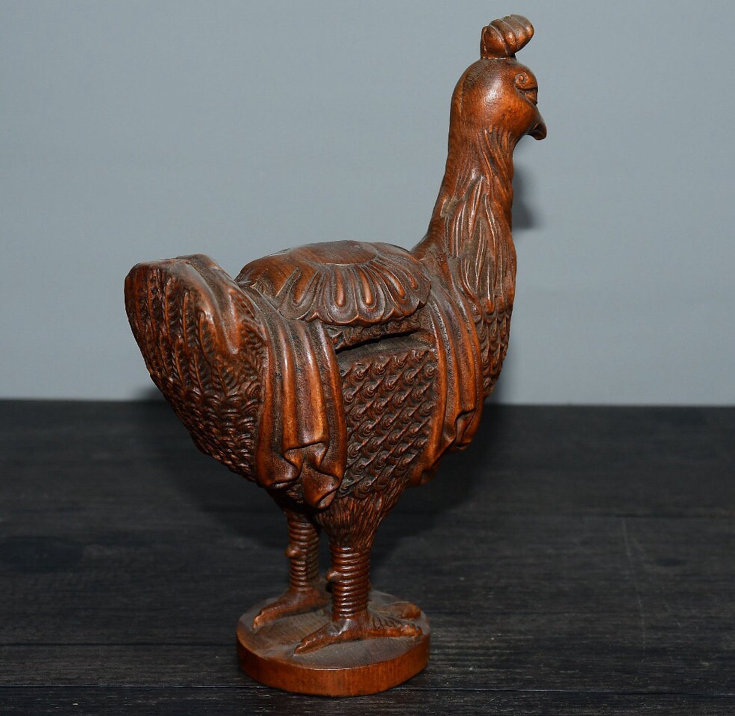 Chinese antique boxwood chicken ornament
