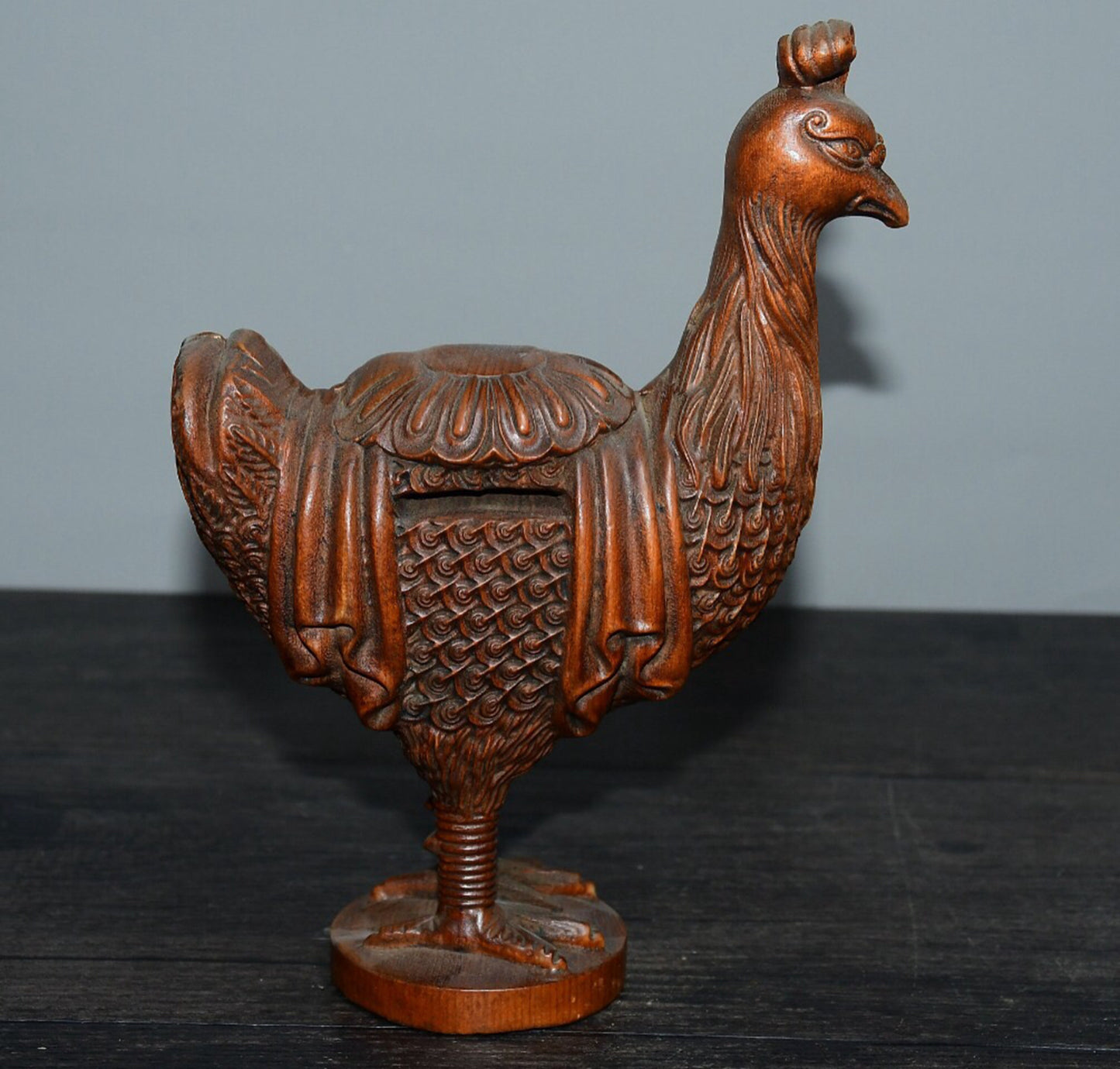 Chinese antique boxwood chicken ornament