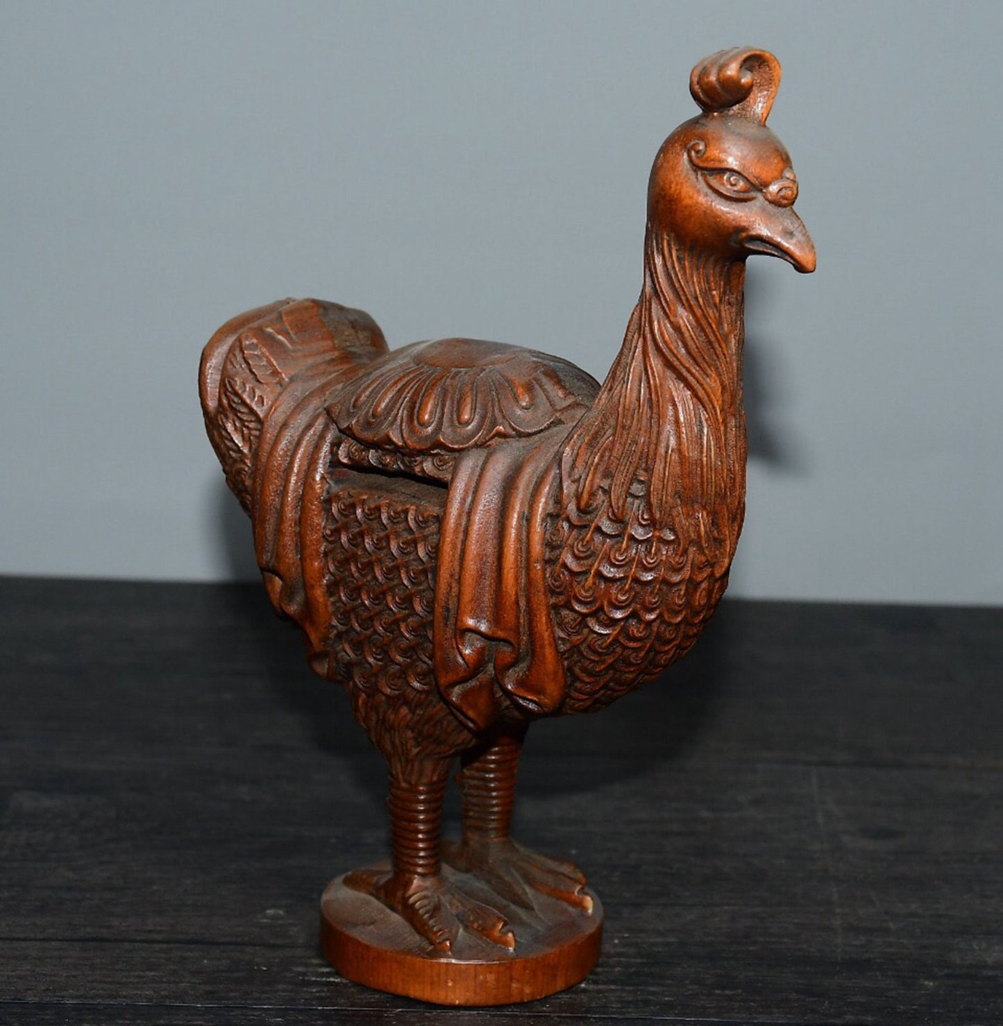 Chinese antique boxwood chicken ornament