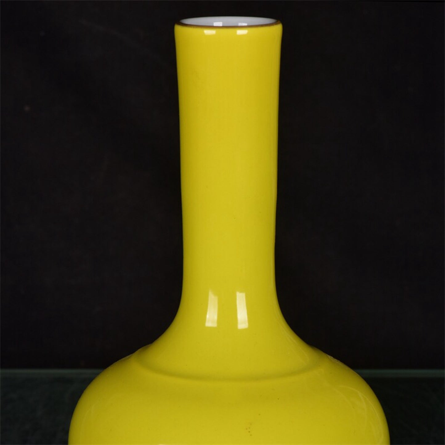 Chinese antique lemon yellow monochrome glazed gold bottle